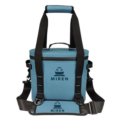 Bolsa térmica com 12 latas de cor azul, lancheira com isolamento macio à prova d'água para piquenique