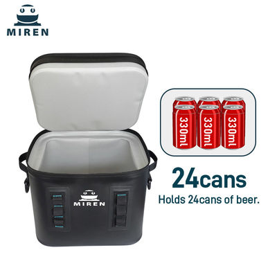 Saco de refrigerador de alta qualidade, isolado e à prova de vazamento, de 24 latas, preto e macio