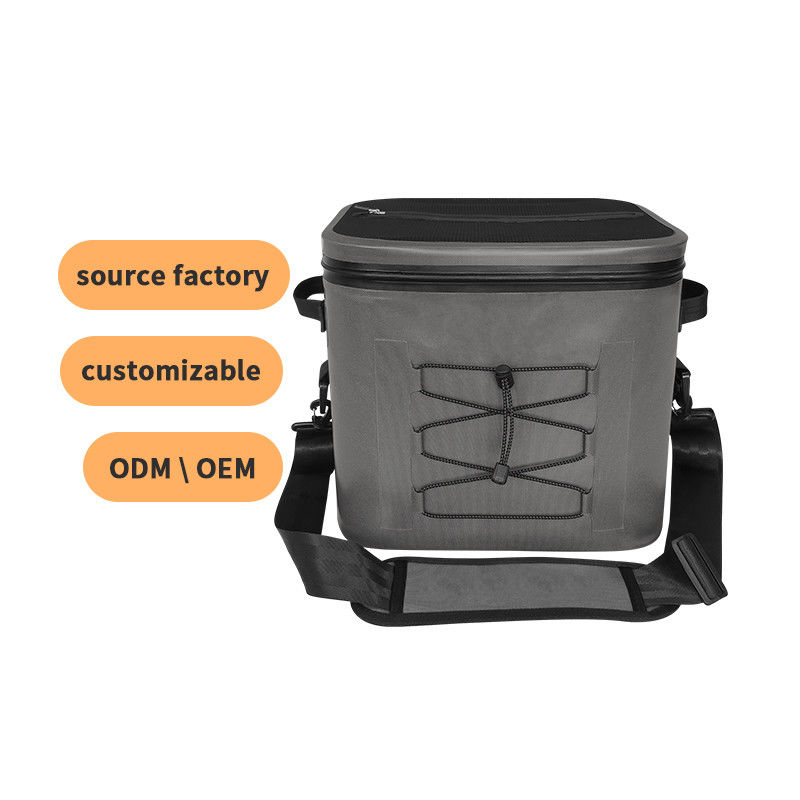Saco refrigerador quadrado com 24 latas cor cinza escuro para atividades ao ar livre OEM ODM
